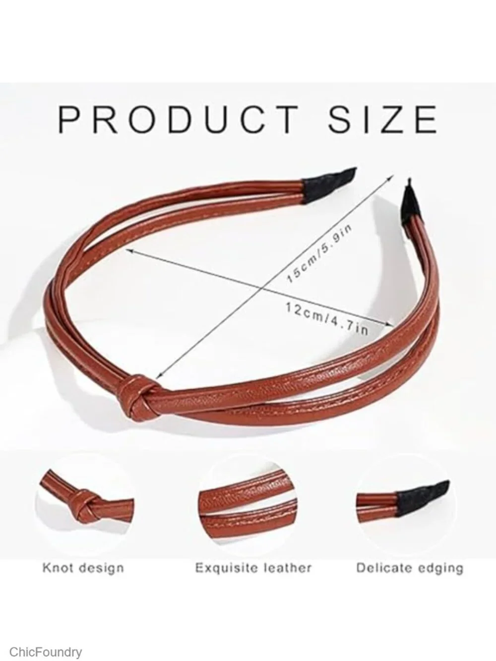 5 Pcs Faux Leather Knotted Headbands Thin Non Slip Hair Accessories for Women
